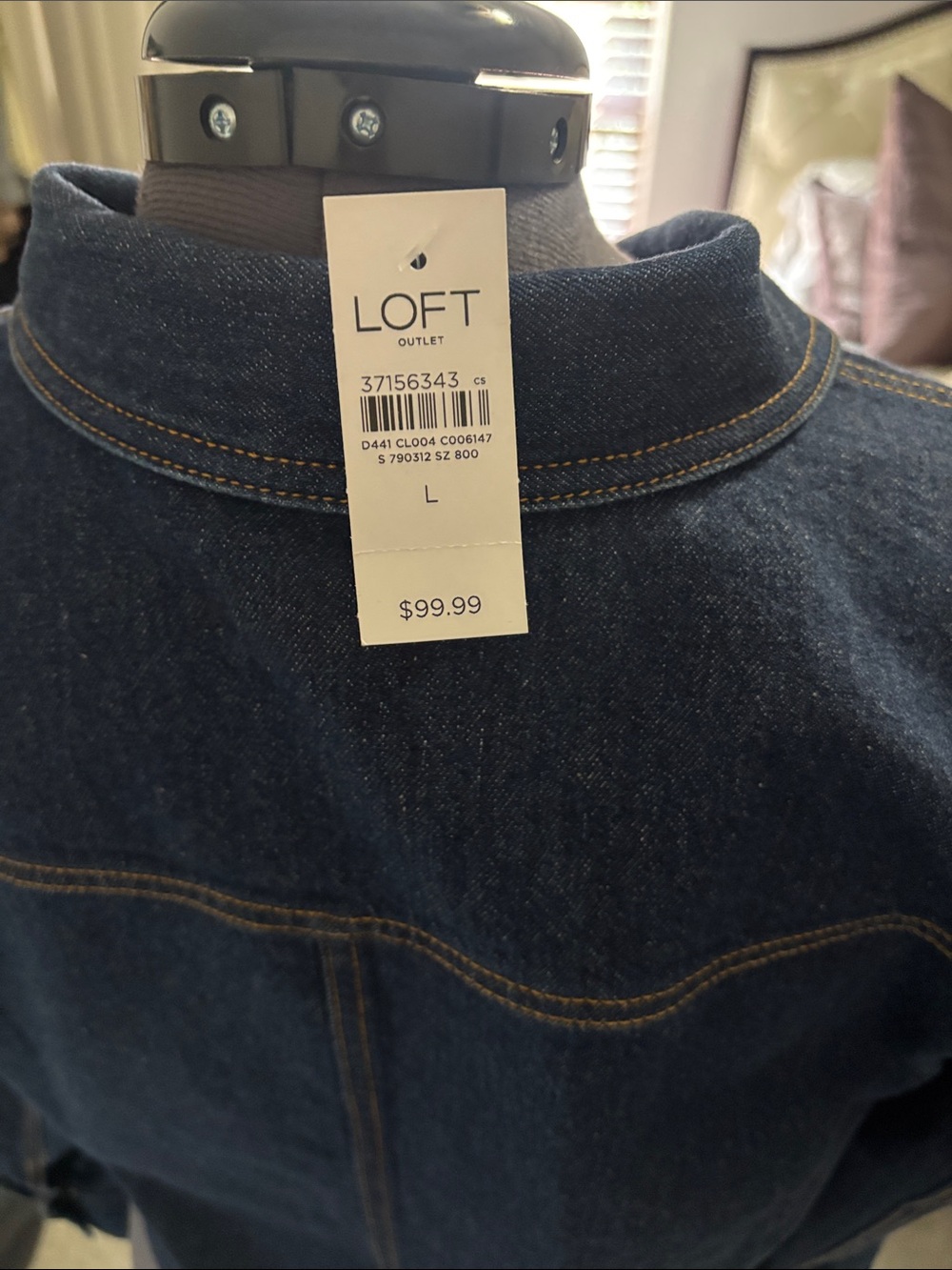 LOFT Dark Blue Denim Jean Jacket with Front Pockets - Picture 2 of 3
